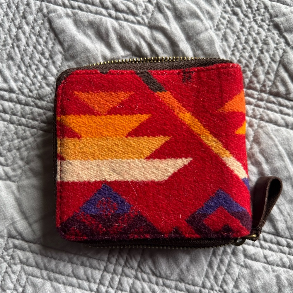 pendleton leather and wool Geometric Pattern Wallet